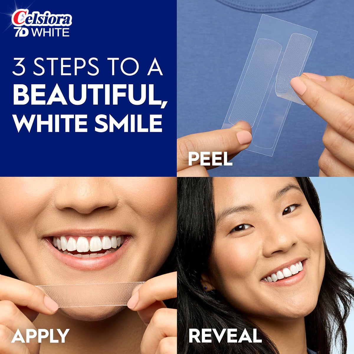 Celsiora 7D Whitestrips Sensitive At-Home Teeth Whitening Kit, 18 Treatments, Gently Removes 15 Years of Stains, Crest Whitestrips, Teeth Whitening Kit