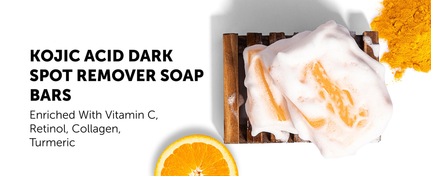 Pheromex Kojic Acid Dark Spot Remover Soap Bars with Vitamin C, Retinol, Collagen, Turmeric - Original Japanese Complex Infused with Hyaluronic Acid, Vitamin E, Shea Butter, Castile Olive Oil