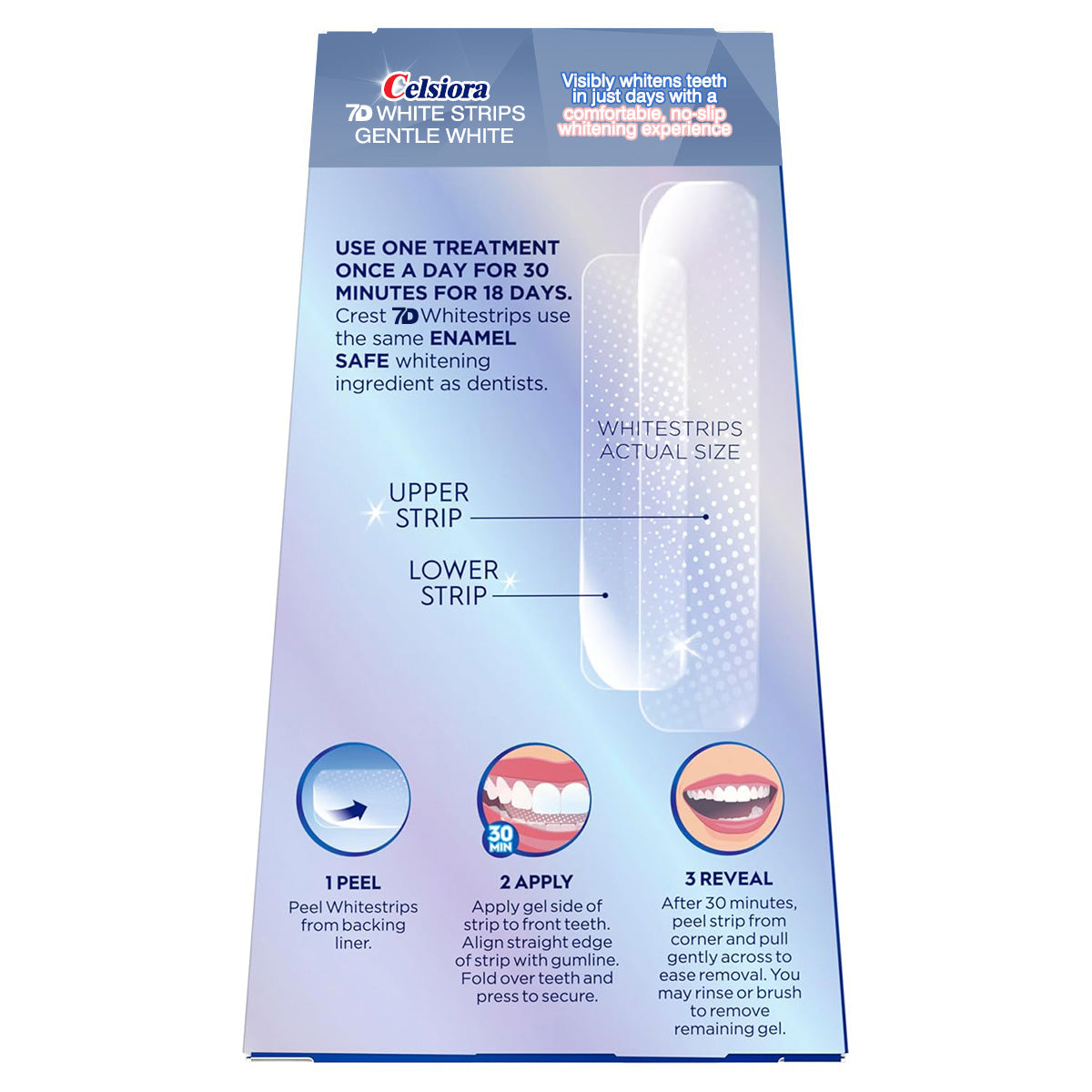 Celsiora 7D Whitestrips Sensitive At-Home Teeth Whitening Kit, 18 Treatments, Gently Removes 15 Years of Stains, Crest Whitestrips, Teeth Whitening Kit