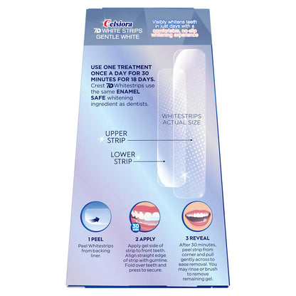 Celsiora 7D Whitestrips Sensitive At-Home Teeth Whitening Kit, 18 Treatments, Gently Removes 15 Years of Stains, Crest Whitestrips, Teeth Whitening Kit